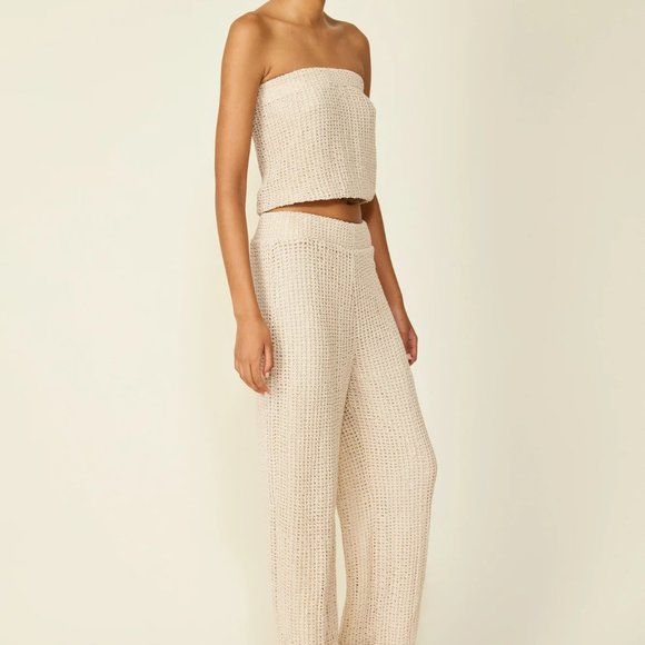 Line & Dot Paraiso Crochet Top Sz XS Resort Collection NWT Almond - Picture 4 of 6